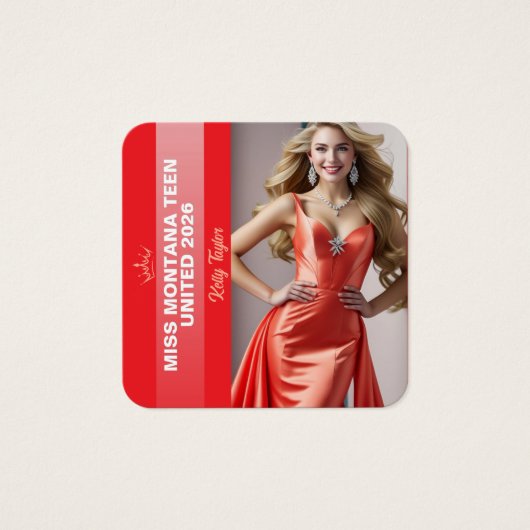 Pageant Titleholder Profile Card | Color Pop Red (Vorderseite)