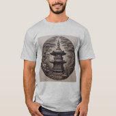 Pagoda Asiática en Bosque Tropical en Ilustración  T-Shirt (Vorderseite)
