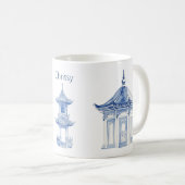 Pagoda Chinoiserie Tasse Blau und Weißer Kaffee (VorderseiteRechts)