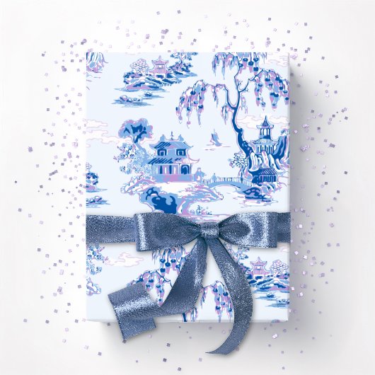 Pagoda Garden in Blue and Purple Geschenkpapier