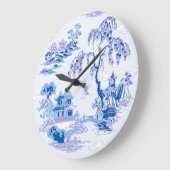 Pagoda Garden in Blue and Purple Große Wanduhr (Winkel)
