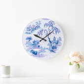 Pagoda Garden in Blue and Purple Große Wanduhr (Zuhause)