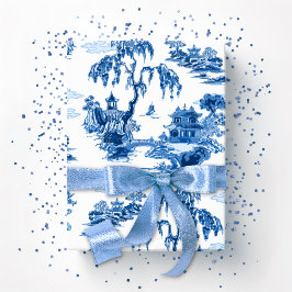 Pagoda Garden in Blue Porcelain Geschenkpapier
