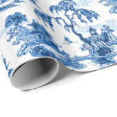 Pagoda Garden in Blue Porcelain Geschenkpapier (Rolleneckpunkt)