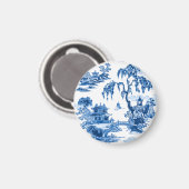 Pagoda Garden in Blue Porcelain Magnet (Vorderseite/Rückseite)