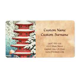 Pagoda in der Schneekase Hasui shin hanga art