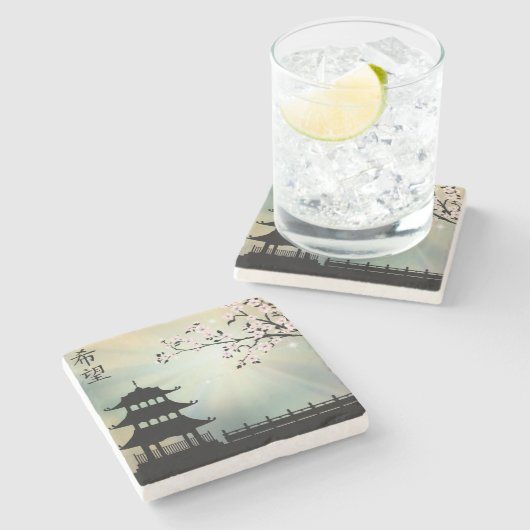 Pagoda-Lichtstrahl "Hoffnung" Steinuntersetzer (Seitenansicht)