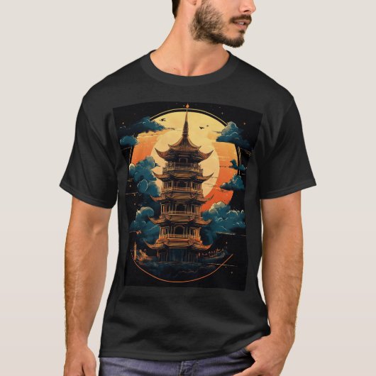 Pagoda Logo Symbol2 Digitale Kunst T-Shirt (Vorderseite)