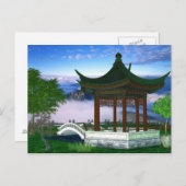 Pagoda Natur Landschaft Fantasy Kunst, Dichtung un Postkarte (Vorne/Hinten)