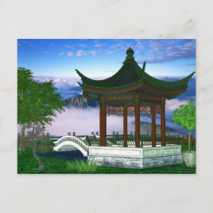 Pagoda Natur Landschaft Fantasy Kunst, Dichtung un Postkarte
