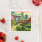 Pagoda Sakura und Wasserfall Serviette (Beispiel)