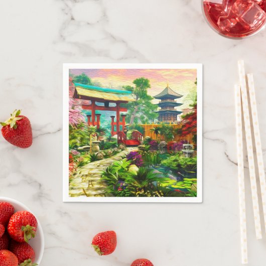 Pagoda Sakura und Wasserfall Serviette (Beispiel)