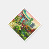 Pagoda Sakura und Wasserfall Serviette (Ecke)