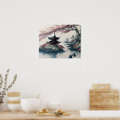 Pagoda und Landschaftsbild Poster (Küche)