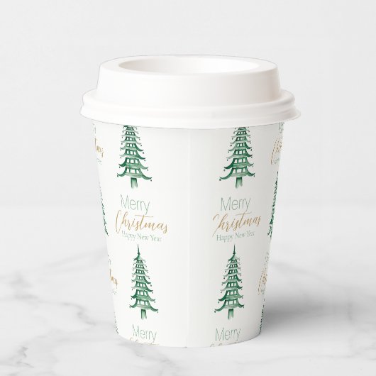 Pagoda Weihnachtsbaummuster Pappbecher (Rechts)