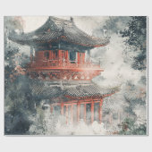 Pagode auf Crimson Mountain mit Tuschewaschung (1) Geschenkpapier (Flach)
