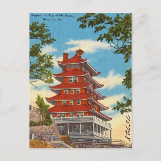 Pagode auf dem Berg Penn, Reading, Pennsylvania Postkarte (Vorderseite)