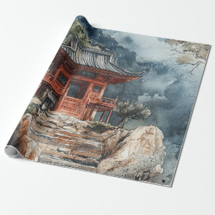 Pagode auf dem Crimson Mountain mit Tuschewaschung Geschenkpapier