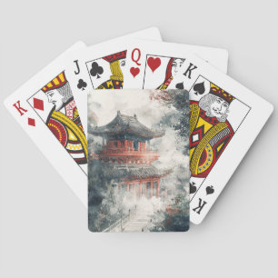 Pagode auf dem Crimson Mountain, Tuschewaschung (1 Spielkarten