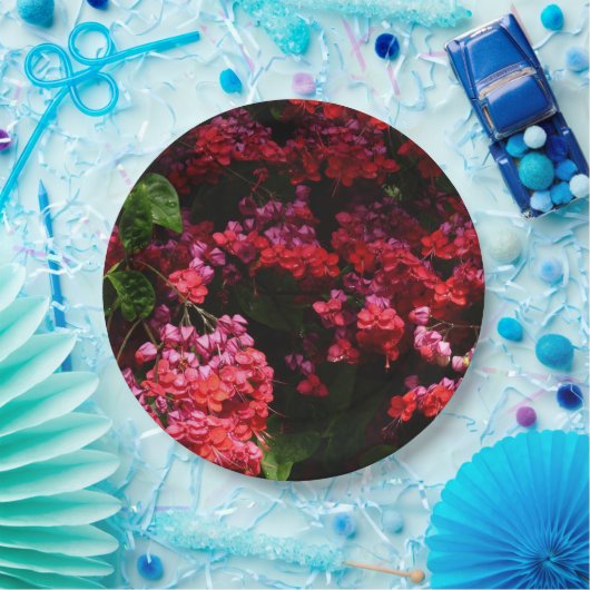 Pagode Blume farbenfroh rot und rosa Pappteller (Party)