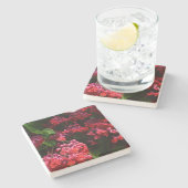 Pagode Blume farbenfroh rot und rosa Steinuntersetzer (Seitenansicht)