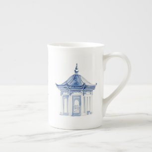 Pagode Chinoiserie Blau-Weiße Kaffeetasse Porzellantasse