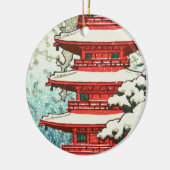 Pagode in der Schnee Kawase Hasui Schienbein hanga Keramikornament (Links)