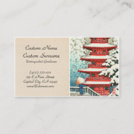 Pagode in der Schnee Kawase Hasui Schienbein hanga Visitenkarte