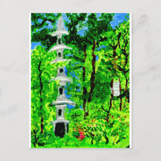 Pagode in der üppigen Frühlingslandschaft Postkart Postkarte