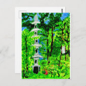 Pagode in der üppigen Frühlingslandschaft Postkart Postkarte (Vorne/Hinten)