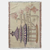 Pagode Rose Mixed Media Oriental Decke (Vorderseite Vertikal)