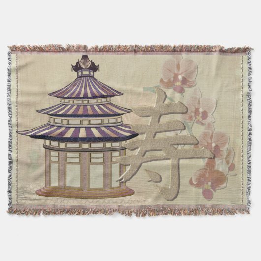 Pagode Rose Mixed Media Oriental Decke (Vorderseite)