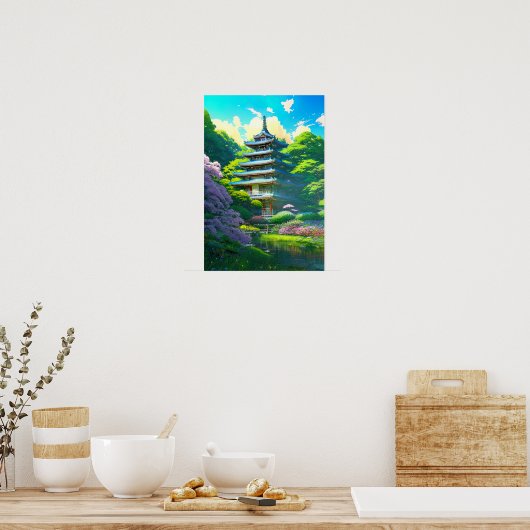 Pagode Ruhe, Holzoase Poster (Küche)