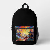 Pagode und farbenfrohe Landschaft Bedruckter Rucksack (Vorderseite)