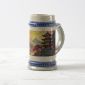 Pagode und farbenfrohe Landschaft Bierglas (VorderseiteRechts)