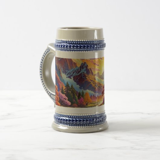 Pagode und farbenfrohe Landschaft Bierglas (Vorderseite Links)