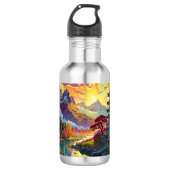 Pagode und farbenfrohe Landschaft Edelstahlflasche (Vorderseite)
