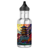 Pagode und farbenfrohe Landschaft Edelstahlflasche (Rechts)