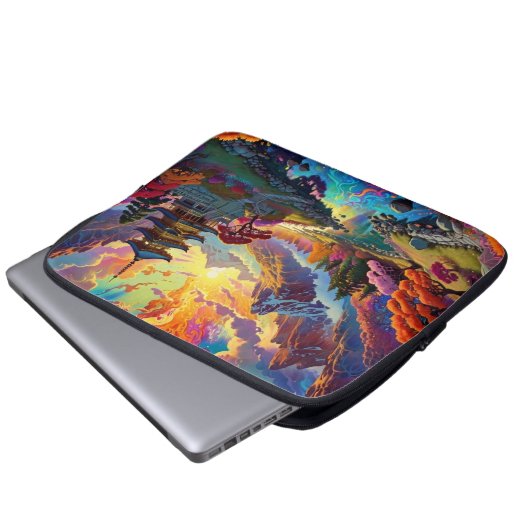 Pagode und farbenfrohe Landschaft Elektronik-Beute Laptopschutzhülle (Vorne Knopf)