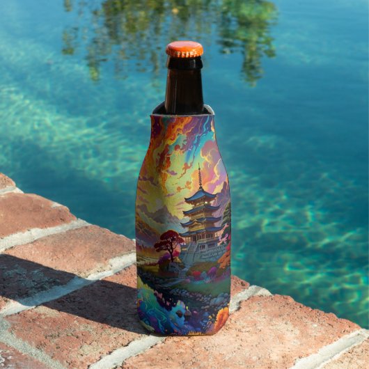 Pagode und farbenfrohe Landschaft Flaschenkühler (In Situ Pool)