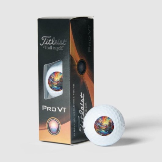 Pagode und farbenfrohe Landschaft Golfball