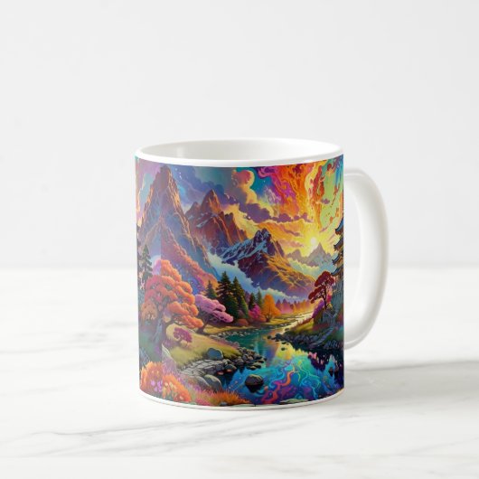 Pagode und farbenfrohe Landschaft Kaffeetasse (VorderseiteRechts)