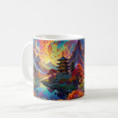 Pagode und farbenfrohe Landschaft Kaffeetasse (Vorderseite Links)