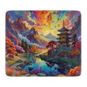 Pagode und farbenfrohe Landschaft Schneidebrett (Vorderseite)