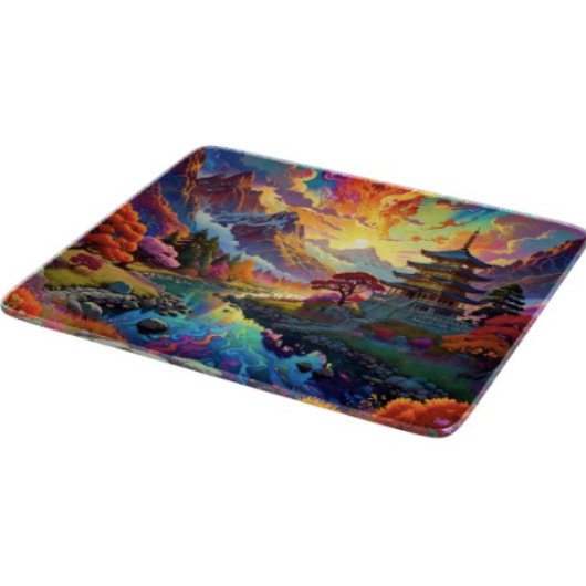 Pagode und farbenfrohe Landschaft Schneidebrett