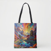 Pagode und farbenfrohe Landschaft Tasche (Vorderseite)