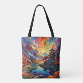 Pagode und farbenfrohe Landschaft Tasche (Rückseite)
