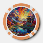 Pagode und farbenfrohe LandschaftPoker Chip (Rückseite)