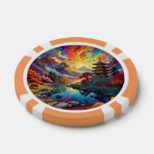 Pagode und farbenfrohe LandschaftPoker Chip (Einzeln)