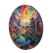 Pagode und farbige Landschaft Dartboard Dartscheibe (Vorderseite rechts)